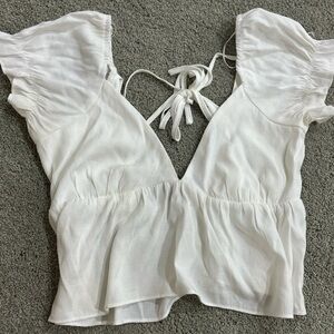 White Sleeveless Top with Tie Back
